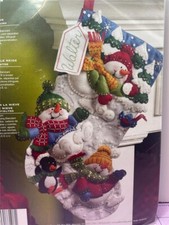 Bucilla Snow Fun Felt Stocking Kit 86108 18" Christmas Snowman Penguin Stanziani