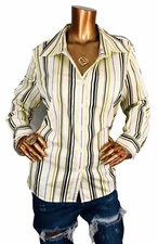 Jones Wear Studio 1X Plus Top NWT $54 Striped Logo Button Up Shirt Collar