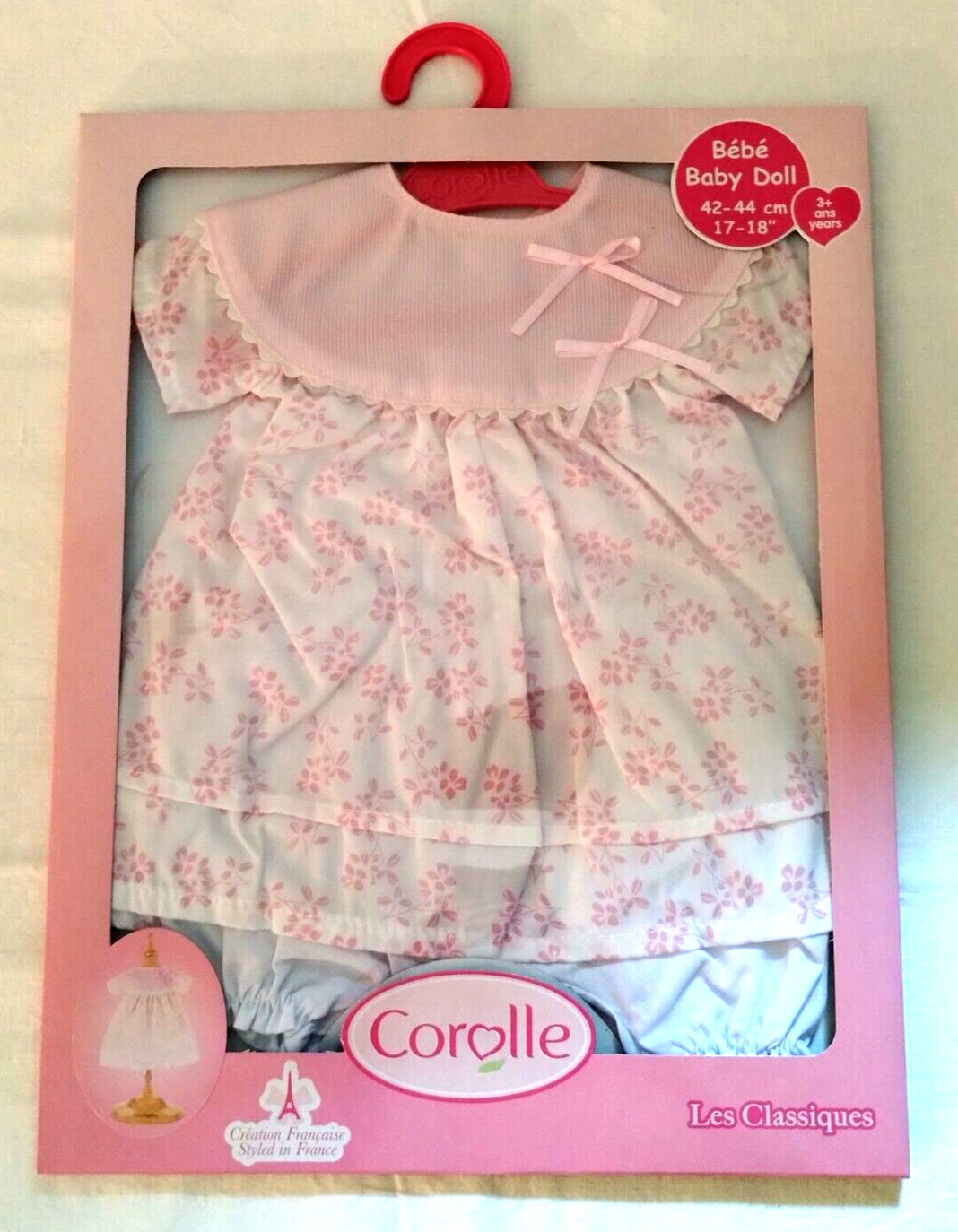 Corolle Baby Bebe' Pink Flower Sleeper Dress For Fits 17"/ 1