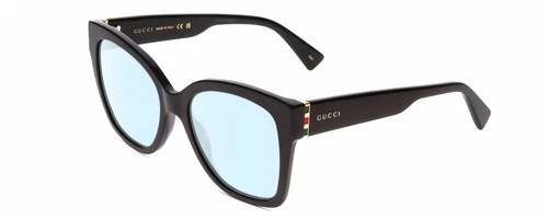 Gucci GG0459S Womens Cateye Designer Blue Light Filter Glasses Gloss Black 54 mm
