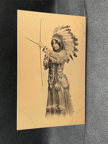 SCHLESINGER BROS. INDIAN MAIDEN WITH BOW AND ARROW AIMING UP