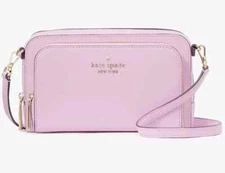Kate Spade Dual Zip Around Crossbody Bag Pink Leather Purse KG036 NWT $259 F