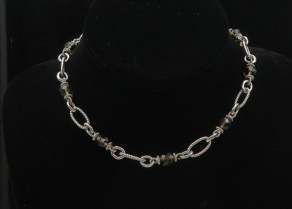 Collar de cadena con cuentas de topacio ahumado vintage de plata 925 Judith Ripka NE3072 Foto 2 de 4