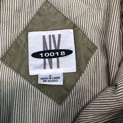 Vintage NY 10018 Mens S Canvas Khaki RN# 86903 Quilted Cotton