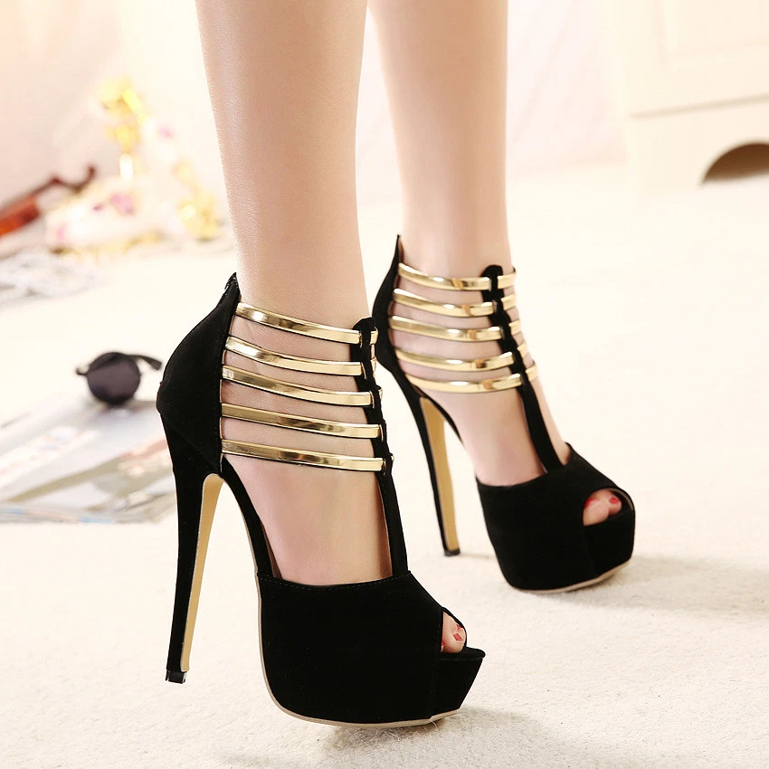 Pointy Toe Ladies Shoes Black Cut-out Sandal High Heels Pumps for Women -  China Shoes and Women Shoes price | Made-in-China.com