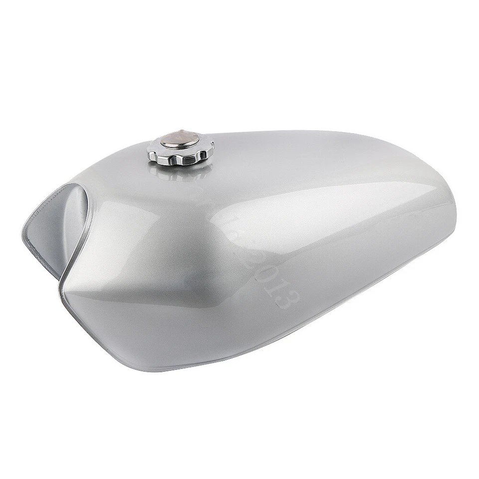 Silver Motorcycle Vintage 9L / 2.4Gal Fuel Tank & Tap For Honda CG125 Cafe Racer - Imagem 4 de 4