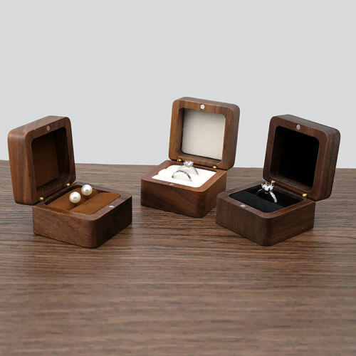 Wood Jewelry Box Wedding Ring Box Earring Rings Organizer Box Gift Package C YT - Afbeelding 1 van 19