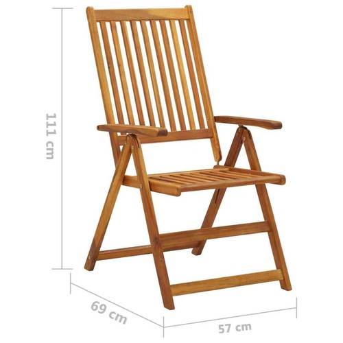 vidaXL Garden Reclining Chairs 4 pcs with Cushions Solid Acacia Wood - Picture 10 of 11