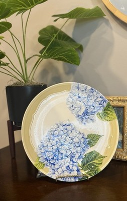 Blue Hydrangea  Dinner Plate 10.5in SH Home Floral Ceramic New