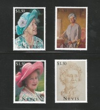 Nevis 1995 Królowa Matka 95. urodziny, zestaw MNH.  SG923-926