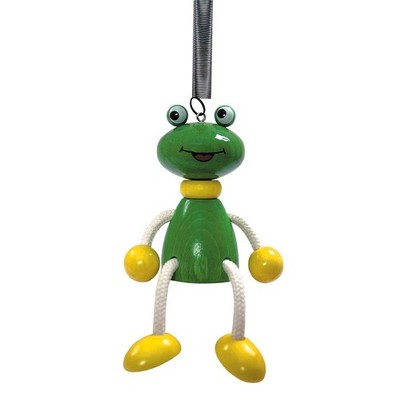 Bartl 14700 - Schwingtier Frosch aus Holz Figur 9,5cm Spielzeug Federfigur grün