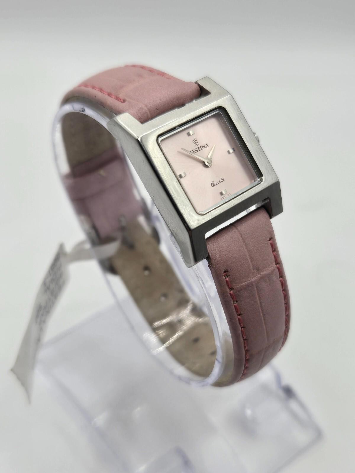 Festina Pink Ladies' Stainless Steel Silver Leather Watch