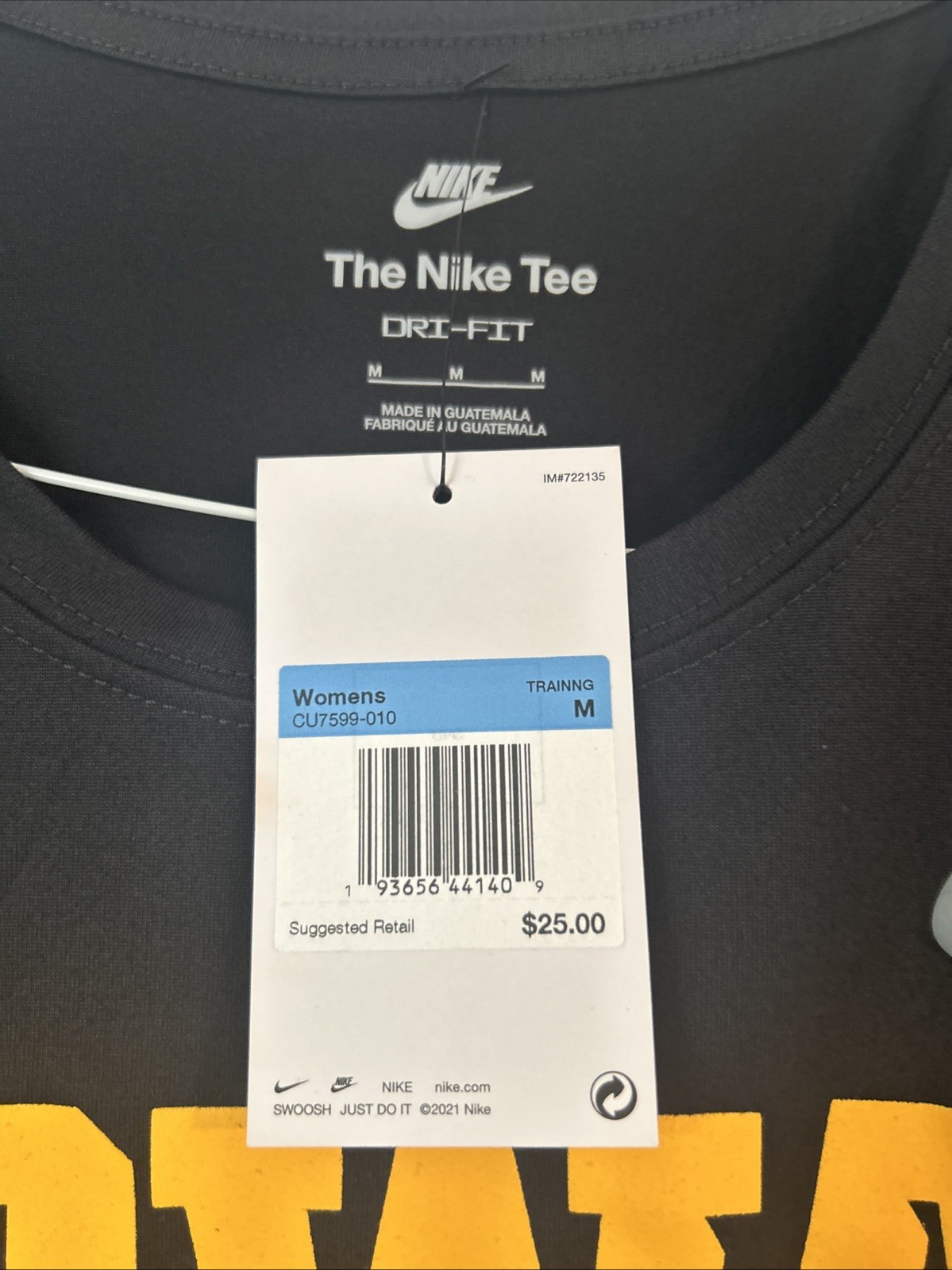 FILA T shirt Iowa Hawkeyes Rowing Nike nera donna media Dri FIT NUOVISSIMA