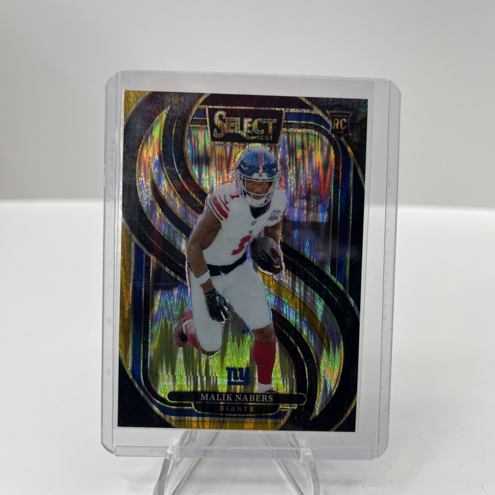 2024 Select Malik Nabers Premier RC Black and Gold Prizm Shock #116 Giants