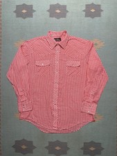 Vintage long sleeve Pearl snap shirt red white checkered plaid western large