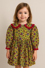 VTG Wee Clancy San Francisco Dress Girls Size 4 100 Cotton Prairie Floral Red