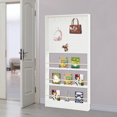 Behind Door Bookshelf Toddler Bookshelf & Pegboard Storage Cabinet for Toy&Book