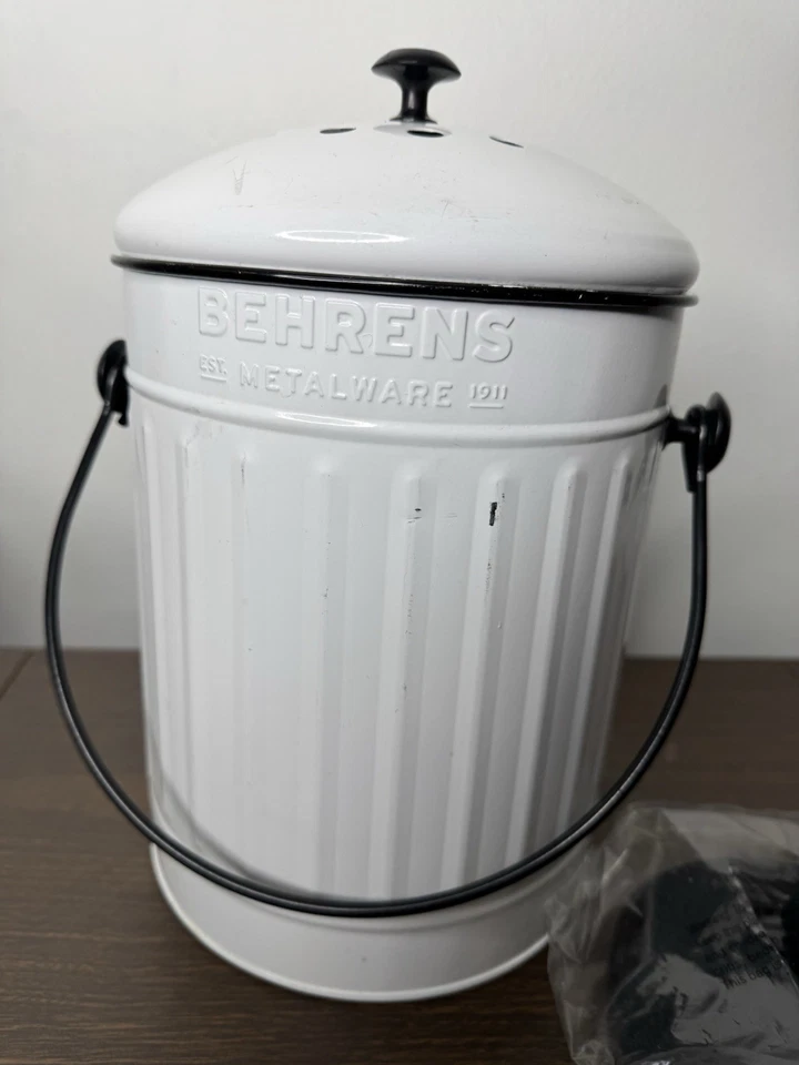 Behrens Metalware Composting Can Kitchen White  - Image 2 of 4
