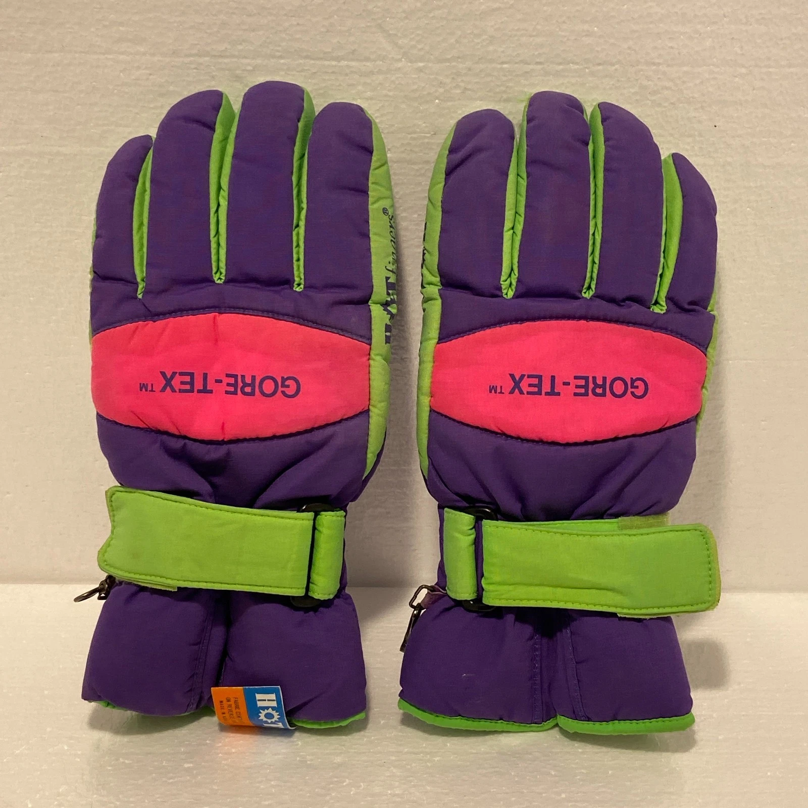 Hotfingers Insulated Gloves Men's Large Neon Purple Green Insulated Leather Grip