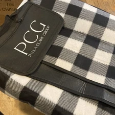 Picnic Blanket, Waterproof, 59"x49"Black/White Plaid, New