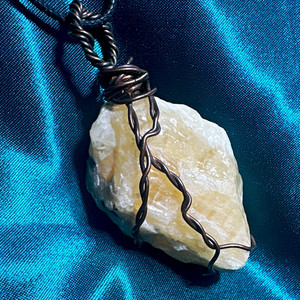 Wire Wrapped Rough Raw White Crystal Stone Pendant Necklace Jewelry