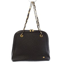 BALLY Shoulder Bag Quilted Leather Chain Black Gold/TK ■BM Ladies