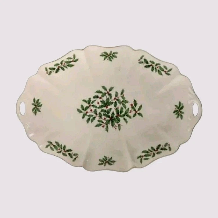 Lenox Holiday Dimension 16" längliches großes Tablett Weihnachten 