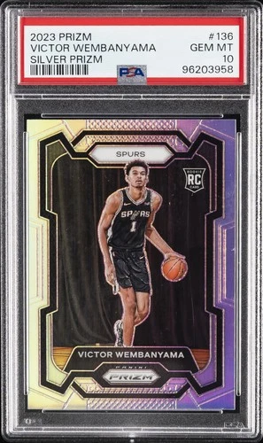 2023 PANINI PRIZM SILVER PRIZM #136 VICTOR WEMBANYAMA ROOKIE RC PSA 10