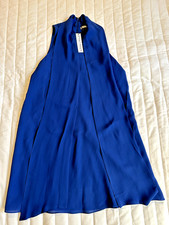 Alice + Olivia Cassidy Tie Neck Cobalt Blue Dress 100% Silk Small Dressy Formal