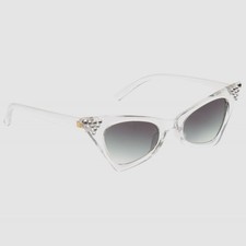 Bari Lynn Kids' Girls' Clear Cat Eye Crystal Sunglasses Shades 54/20/145