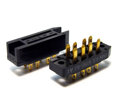 FNM 8-polige Messerleiste & Federleiste, FMN TGL 10395, vergoldet, Stecker & Buchse