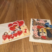 Valentines Day 2 Cards, antique 