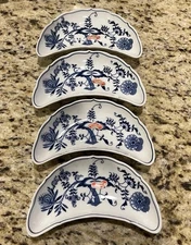 Vintage Blue Danube ‘Blue Onion’ Crescent Dish, Set Of 4