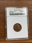 1944 S 1C No VDB Lincoln Wheat Cent Graded ANACS MS 65 Red Soapbox