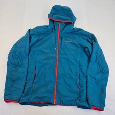 Giacca PATAGONIA grande blu uomo full zip logo ricamato cappotto con cappuccio