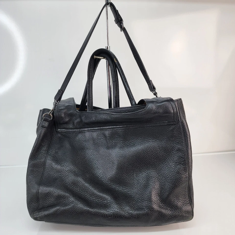 Halston Heritage Bolso de Mano Grande Cartera 10x12x5 Cuero Negro Tostado Gamuza Asas Superiores Foto 2 de 4