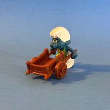 Vintage 1978 Schleich Peyo GARDENER SMURF w/ WHEELBARROW PVC Figurine Germany