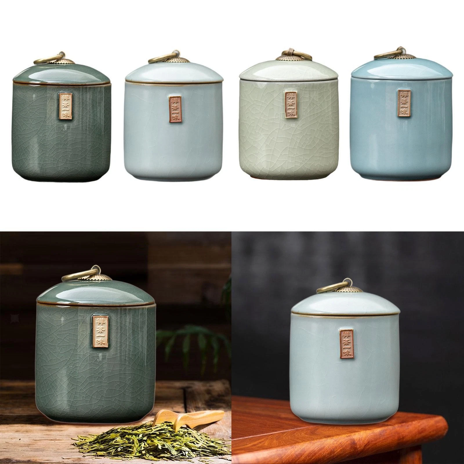 Ceramic Tea Storage Jar Container Desk Can Tea Canister Organizer Jar for Candy