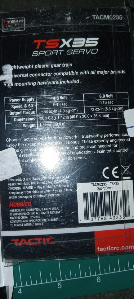2 TACTIC TSX35 STANDARD ANALOG SPORT SERVOS - TACTIC #TACM0235 RCBOAT, RCCAR, - Image 4 of 4