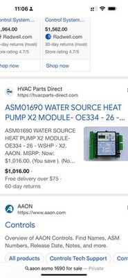 Aaon ASMO 1690 Water Source Heat Pump X2 Module, OEM org Part, NEW