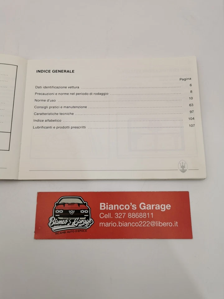 Libretto uso e manutenzione Maserati Biturbo - Immagine 2 di 4