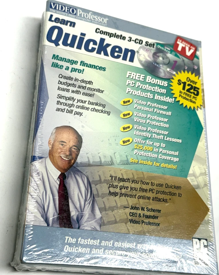 Vintage FACTORY SEALED Video Professor Learn Quicken PC Software - Image 2 of 4