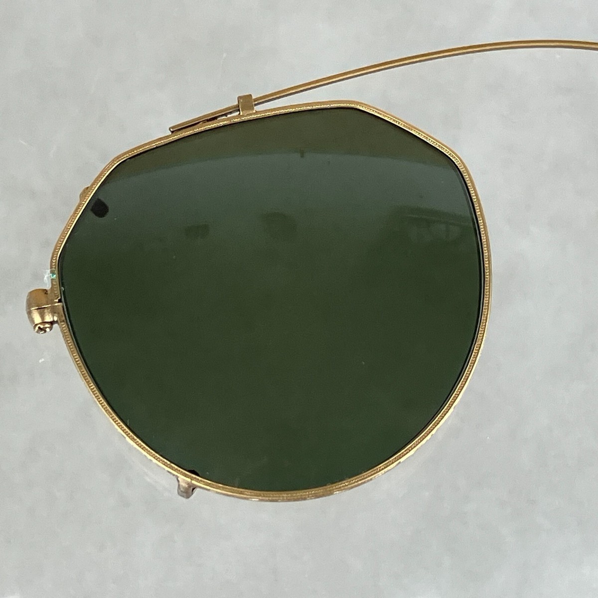 Oliver Peoples Gold Framed Green Olive Tinted Oval Clip-on UV