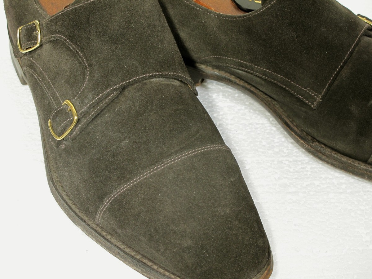 Loake 1880 Cannon Double Monk Strap Shoe Brown Suede 8.5 UK 