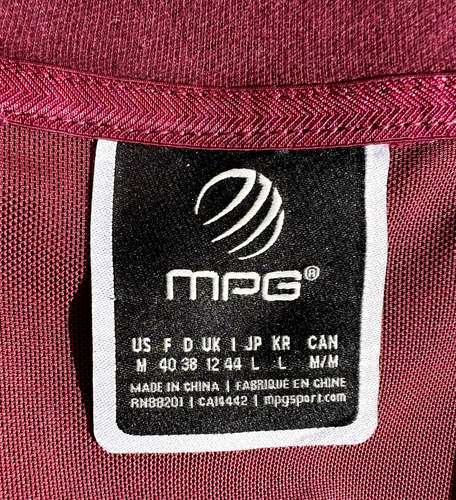MPG Sport Womens Hoodie Sweatshirt Full Zip Vented Zip Pockets Maroon Size M - Bild 8 von 8