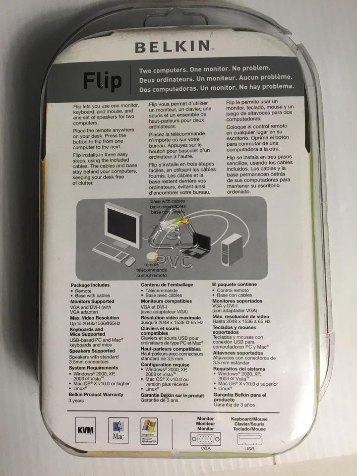 Belkin Flip Inalámbrico 2 Puertos KVM USB; Audio; con Control Remoto RF  Foto 2 de 3