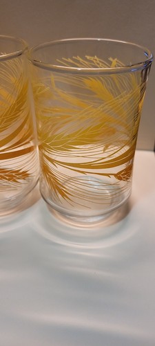 Vintage Libby Yellow Wheat Juice Glasses Tumblers 4 oz Footed Lot of 4 - Picture 4 of 13