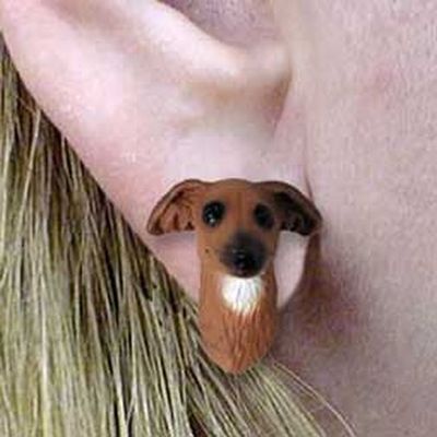 Italian Greyhound Tiny One Dog Head Post Earrings Jewelry