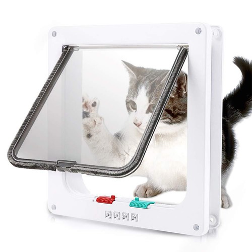Pet door locking Extra large Dog Cat Flap Magnetic White Frame 4 way Switch Mode - Picture 13 of 20