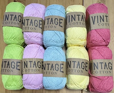 Vintage DK Baumwollgarn Colourways Konvolut helle Farben 10*100gms